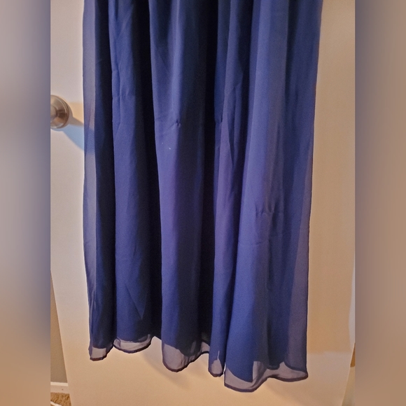 Tevolio One-Shoulder Navy Blue Chiffon David's Bridal Bridesmaid Party Dress 14 - Picture 6 of 10